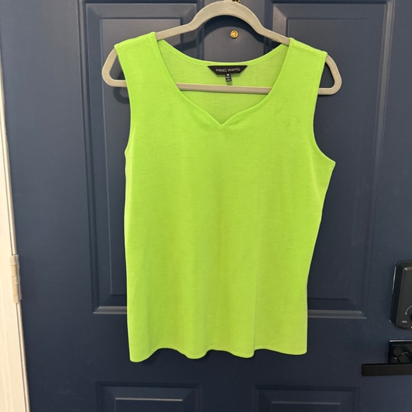 Ming Wang Lime Green Black Textured Twin Knit Blazer Sweater Tank Set Medium - Picture 8 of 10